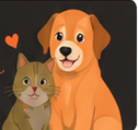 Rescued pets beside a RescueLink support panel